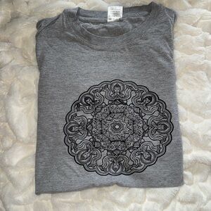 Gray T-Shirt with Mandala Buddha Design